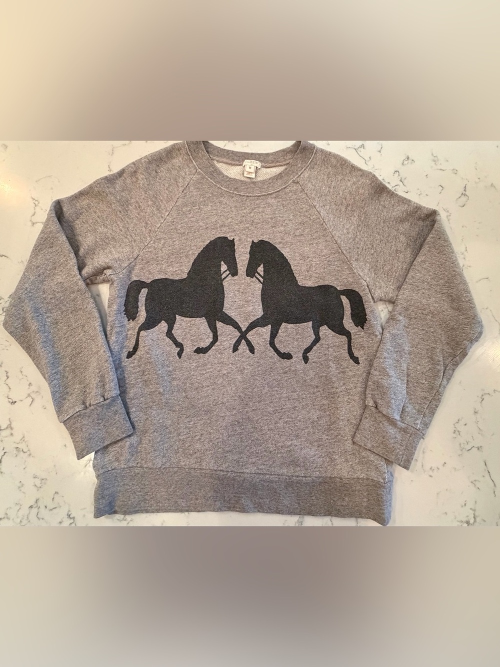 J.Crew Horse Graphic Sweatshirt Gray 100% Cotton Women’s Medium